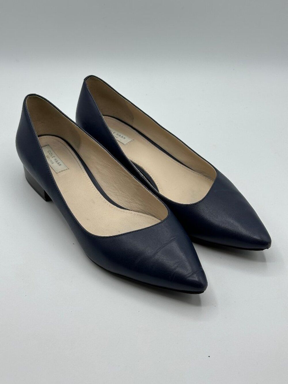 Cole Haan Women's Classic Navy Blue Pointy Toe Skimmer Flat Size 7.5